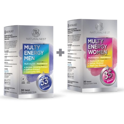 Naturalnest Multi Energy Women 30 Tablet + Men 30 Tablet Aile Paketi